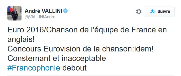 André vallini contre le fait de chanter en bilingue français-anglais